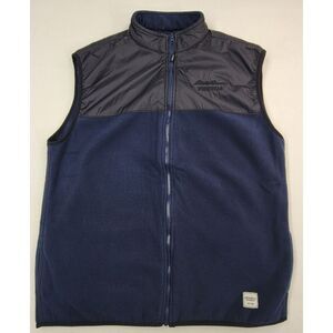 Eddie Bauer‎ Workwear Vest Mens L Full Zip Fleece Embroidered Blue Black